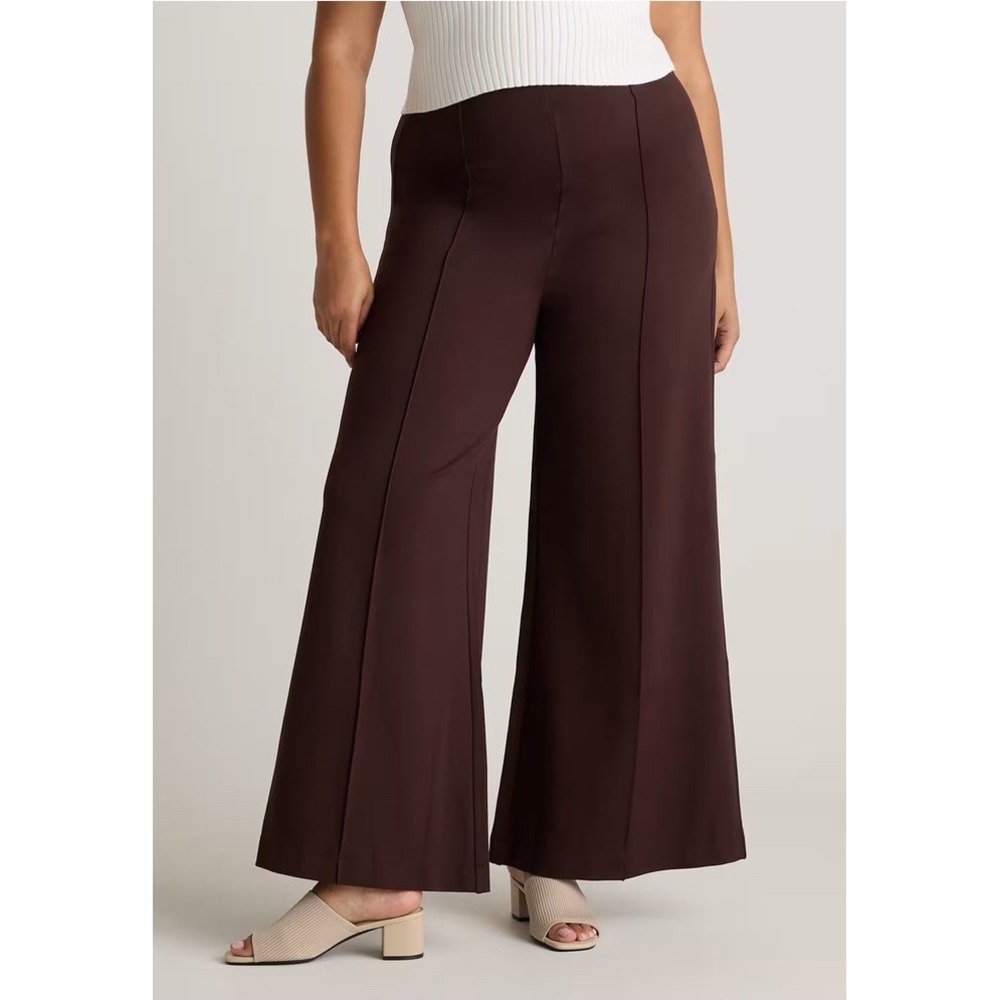 Quince Ultra Stretch Ponte Flare Leg Pants Espresso Large (32) New With‎ Tags